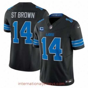 Finest Detroit Lions 14 Amon Ra St  Brown Black 2024 F.U.S.E  With 2 Star C Patch 2nd Alternate Vapor Limited Stitched Jersey
