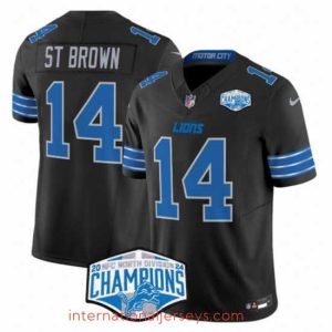 High quality Detroit Lions 14 Amon Ra St  Brown Black 2024 NFC North Champions F.U.S.E  Vapor Limited Stitched Jersey