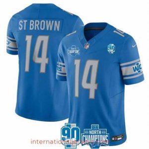 Exceptional Detroit Lions 14 Amon Ra St  Brown Blue 2023 F.U.S.E  NFC North Division Champions Vapor Untouchable Limited Stitched Jersey
