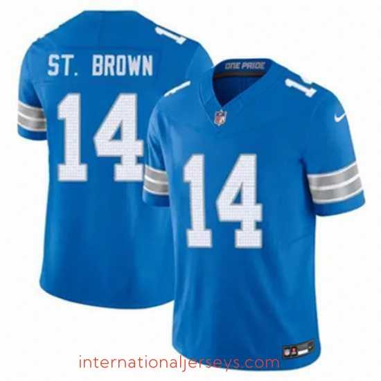 Top notch Detroit Lions 14 Amon Ra St Brown Blue 2024 F.U.S.E Vapor Limited Stitched Jersey II