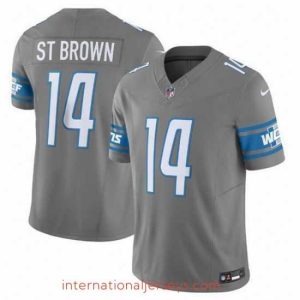 Exceptional Detroit Lions 14 Amon Ra St  Brown Grey 2023 F.U.S.E  Vapor Untouchable Limited Stitched Jersey