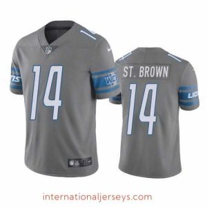 Premium Detroit Lions 14 Mon Ra St Brown Grey Vapor Untouchable Limited Stitched jersey