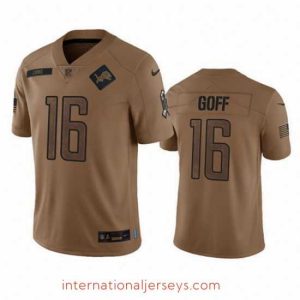 Exceptional Detroit Lions 16 Jared Goff 2023 Brown Salute To Service Limited Stitched Jersey