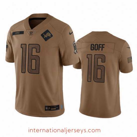 Exceptional Detroit Lions 16 Jared Goff 2023 Brown Salute To Service Limited Stitched Jersey