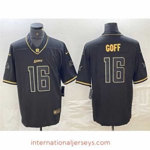Superior Detroit Lions 16 Jared Goff Black Gold Edition Stitched Jersey