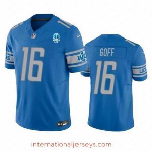 Exceptional Detroit Lions 16 Jared Goff Blue 2023 F.U.S.E  90th Anniversary Vapor Untouchable Limited Stitched Jersey