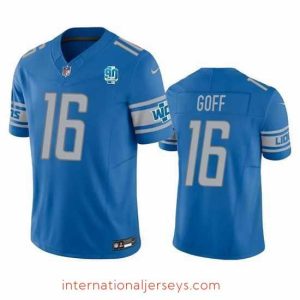 Superior Detroit Lions 16 Jared Goff Blue 2023 F.U.S.E  90th Anniversary Vapor Untouchable Limited Stitched Jersey