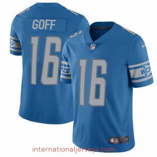 Top notch Detroit Lions 16 Jared Goff Blue Team Color Stitched NFL Vapor Untouchable Limited Jersey