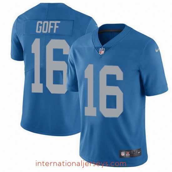 Top notch Detroit Lions 16 Jared Goff Blue Throwback Stitched NFL Vapor Untouchable Limited Jersey