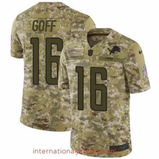 High quality Detroit Lions 16 Jared Goff Camo Stitched NFL Limited 2018 Salute To Service Jersey