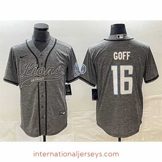 Superb Detroit Lions 16 Jared Goff Grey Cool Base Stitched Baseball Jersey