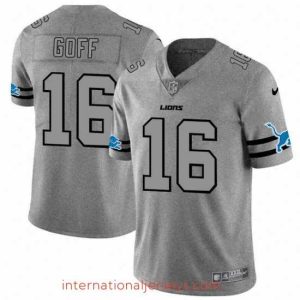 Finest Detroit Lions 16 Jared Goff Nike Gray Gridiron II Vapor Untouchable Limited NFL Jersey