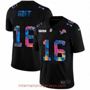 Finest Detroit Lions 16 Jared Goff Nike Multi Color Black 2020 NFL Crucial Catch Vapor Untouchable Limited Jersey