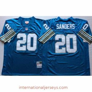Deluxe Detroit Lions 20 Barry Sanders Blue M&N Throwback Jersey