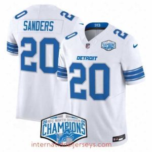 Exquisite Detroit Lions 20 Barry Sanders White 2024 NFC North Champions F.U.S.E  Vapor Limited Stitched Jersey