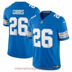 Deluxe Detroit Lions 26 Jahmyr Gibbs Blue 2024 F.U.S.E  Vapor Limited Stitched Jersey