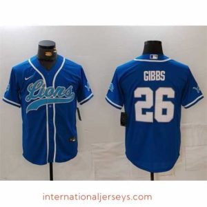 Superior Detroit Lions 26 Jahmyr Gibbs Blue Cool Base Stitched Baseball Jersey