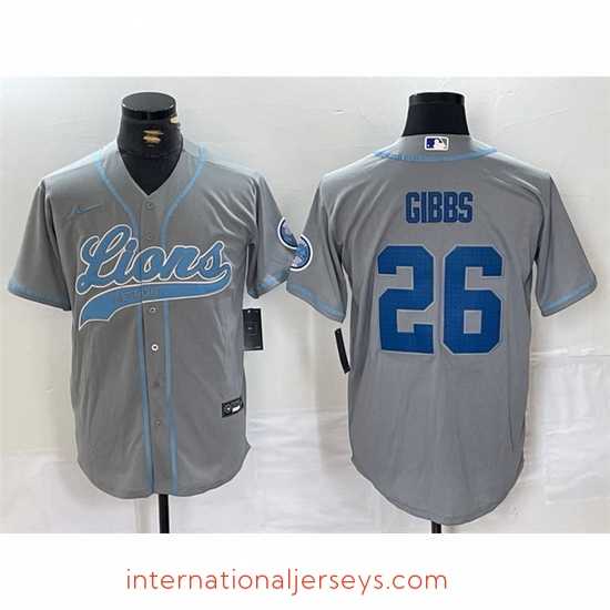Outstanding Detroit Lions 26 Jahmyr Gibbs Grey Cool Base Stitched Baseball Jersey