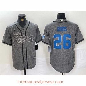 Superior Detroit Lions 26 Jahmyr Gibbs Grey Cool Base Stitched Baseball JerseyS