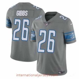 Deluxe Detroit Lions 26 Jahmyr Gibbs Grey Vapor Untouchable Limited Stitched Jersey