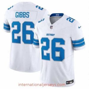Deluxe Detroit Lions 26 Jahmyr Gibbs White 2024 F.U.S.E  Vapor Limited Stitched Jersey