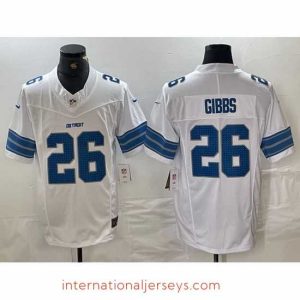 Exceptional Detroit Lions 26 Jahmyr Gibbs White 2024 F.U.S.E  Vapor Limited Stitched Jersey