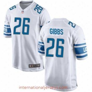 Deluxe Detroit Lions 26 Jahmyr Gibbs White Stitched Game Jersey