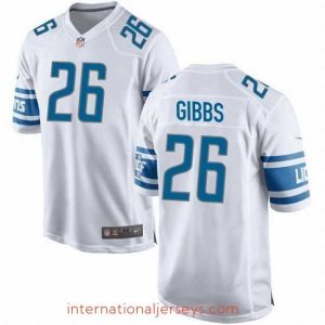 Top notch Detroit Lions 26 Jahmyr Gibbs White Stitched Game Jerseys