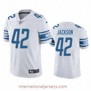 Premium Detroit Lions 42 Justin Jackson White Vapor Untouchable Limited Stitched Jersey