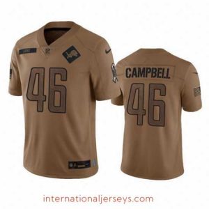 Superior Detroit Lions 46 Jack Campbell 2023 Brown Salute To Service Limited Stitched Jersey
