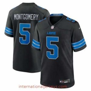 Exceptional Detroit Lions 5 David Montgomery Black 2nd Alternate Stitched Game Jersey