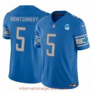 Top notch Detroit Lions 5 David Montgomery Blue 2023 F.U.S.E  90th Anniversary Vapor Untouchable Limited Stitched Jersey