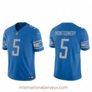 Finest Detroit Lions 5 David Montgomery Blue 2023 F.U.S.E  Vapor Untouchable Limited Stitched Jersey