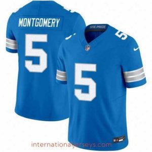 Superb Detroit Lions 5 David Montgomery Blue 2024 F.U.S.E  Vapor Limited Stitched Jersey
