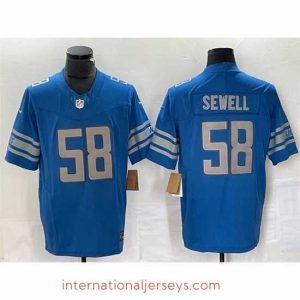 Exceptional Detroit Lions 58 Penei Sewell Blue 2023 F.U.S.E  Vapor Untouchable Limited Stitched Jersey