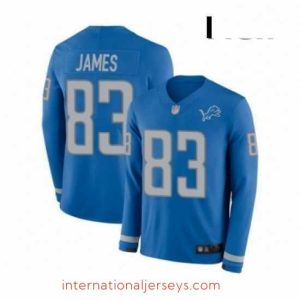 Top notch Detroit Lions 83 Jesse James Limited Blue Therma Long Sleeve Football Jersey