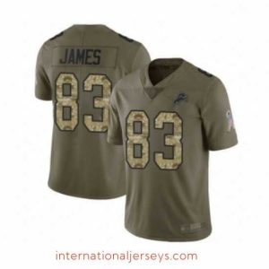 Deluxe Detroit Lions 83 Jesse James Limited Oliv Camo Salute to Service Football Jersey
