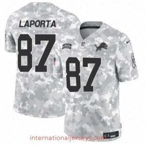 Deluxe Detroit Lions 87 Sam LaPorta 2024 F.U.S.E Arctic Camo Salute To Service Limited Stitched Football Jersey