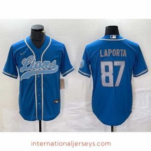 High quality Detroit Lions 87 Sam LaPorta Blue Cool Base Stitched Baseball Jersey