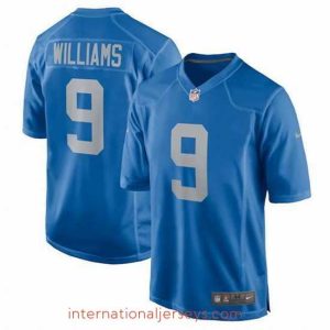 Top notch Detroit Lions 9 Jameson Williams 2022 Blue Stitched Game Jerseys