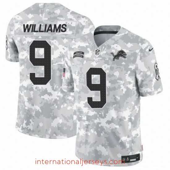 Finest Detroit Lions 9 Jameson Williams 2024 F.U.S.E Arctic Camo Salute To Service Limited Stitched Football Jersey