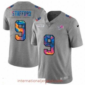 Premium Detroit Lions 9 Matthew Stafford Nike Multi Color 2020 NFL Crucial Catch NFL Jersey Greyheather