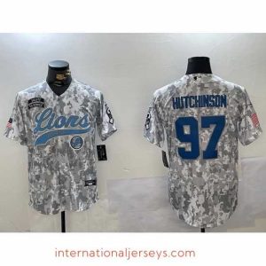 Deluxe Detroit Lions 97 Aidan Hutchinson 2024 Arctic Camo Salute To Service Stitched Baseball Jersey 1