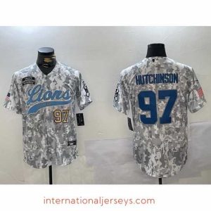 Finest Detroit Lions 97 Aidan Hutchinson 2024 Arctic Camo Salute To Service Stitched Baseball Jersey 2