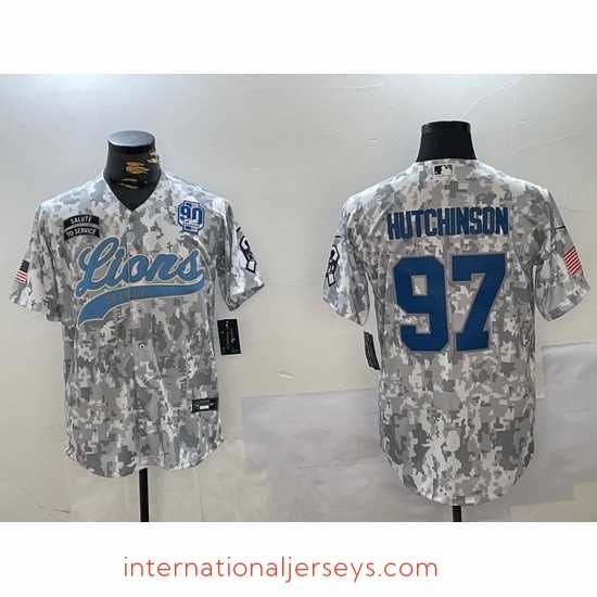 Exquisite Detroit Lions 97 Aidan Hutchinson 2024 Arctic Camo Salute To Service Stitched Baseball Jersey 3