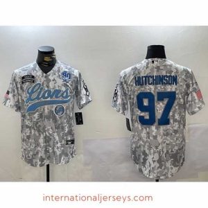 Top notch Detroit Lions 97 Aidan Hutchinson 2024 Arctic Camo Salute To Service Stitched Baseball Jersey 6