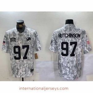 Exceptional Detroit Lions 97 Aidan Hutchinson 2024 F.U.S.E Arctic Camo Salute To Service Limited Stitched Football Jersey