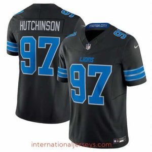 Exceptional Detroit Lions 97 Aidan Hutchinson Black 2024 F.U.S.E  2nd Alternate Vapor Limited Stitched Jersey