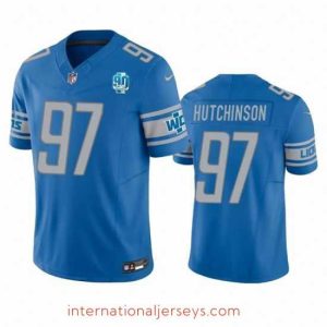 Superb Detroit Lions 97 Aidan Hutchinson Blue 2023 F.U.S.E  90th Anniversary Vapor Untouchable Limited Stitched Jersey