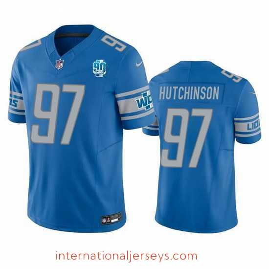 Finest Detroit Lions 97 Aidan Hutchinson Blue 2023 F.U.S.E 90th Anniversary Vapor Untouchable Limited Stitched Jersey